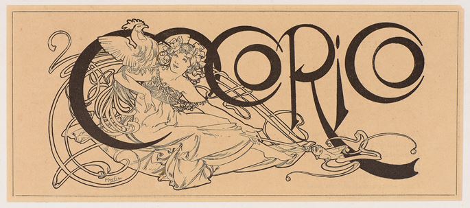 Alphonse MUCHA - A Woman with a Cockerel: Design for the Title of the Magazine Cocorico | MasterArt